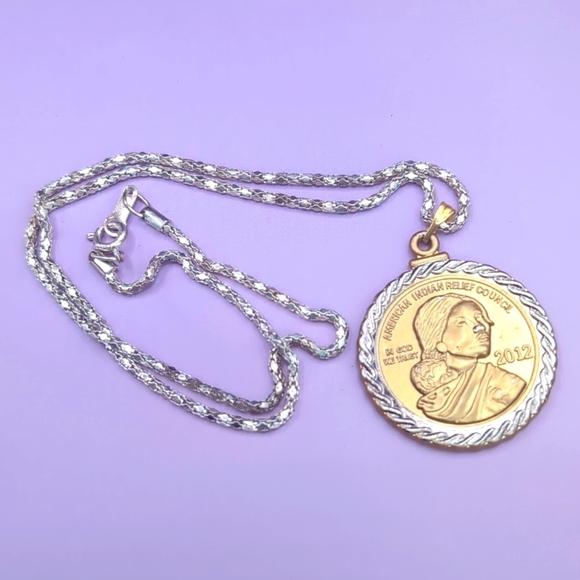 Jewelry - American Indian Relief Council 2012 Sacajawea Coin Pendant Necklace w/ 18" Chain